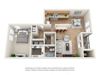1 bed 1 bath floorplan with 808 square feet, A3 1 bed 1 bath floorplan with 808 square feet, A3 at Creekfront at Deerwood, Jacksonville, Florida