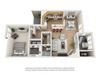 1 bed 1 bath floorplan with 858 square feet, A4 1 bed 1 bath floorplan with 858 square feet, A4 at Creekfront at Deerwood, Jacksonville
