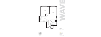 A black and white image of a floor plan for a two-bedroom apartment.