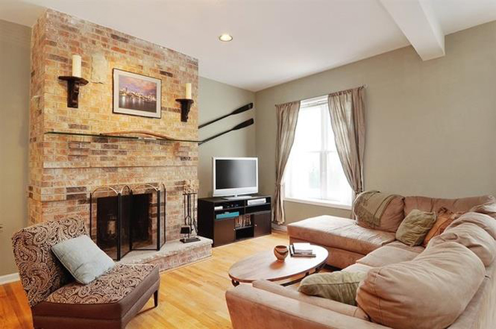 Exposed Brick Fireplace