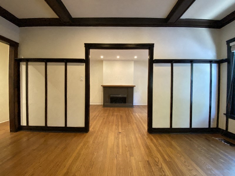 Bright living area with a fireplace