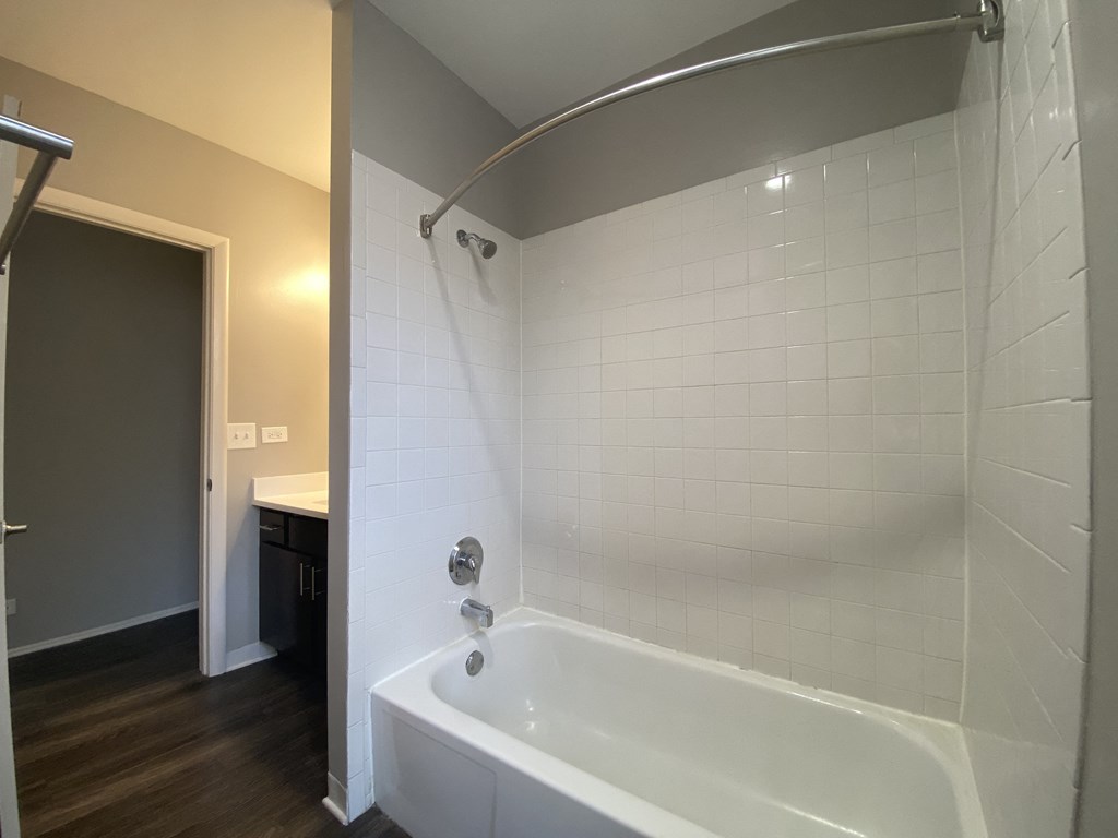 Tub and shower in bath