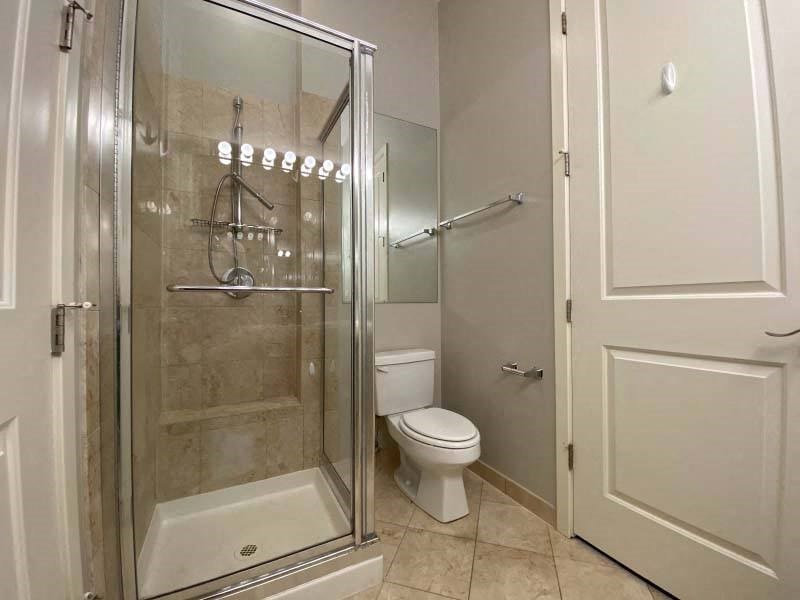 Walk-in shower in the guest bathroom