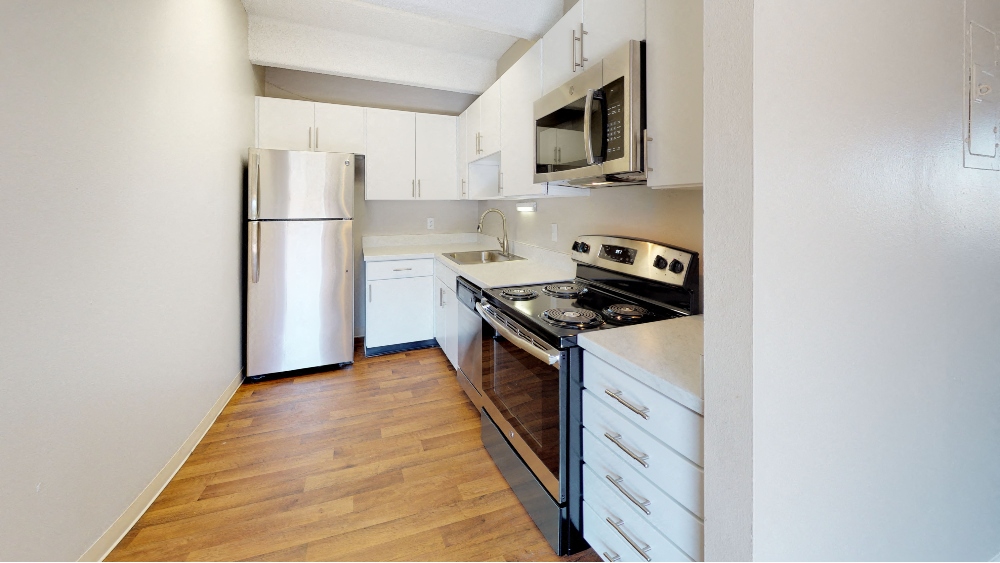 Upgraded stainless steel appliances, quartz countertops, and new cabinets