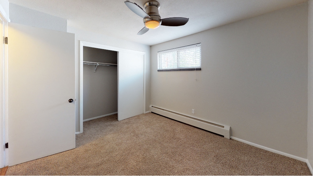 Master bedroom with remote controlled ceiling fan