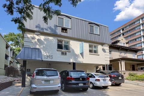 Exterior building with parking at 1354 High in Denver, CO