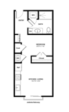 Studio 1 floor plan with 500 square feet Studio 1 floor plan with 500 square feet at The Westlyn, Illinois, 60555
