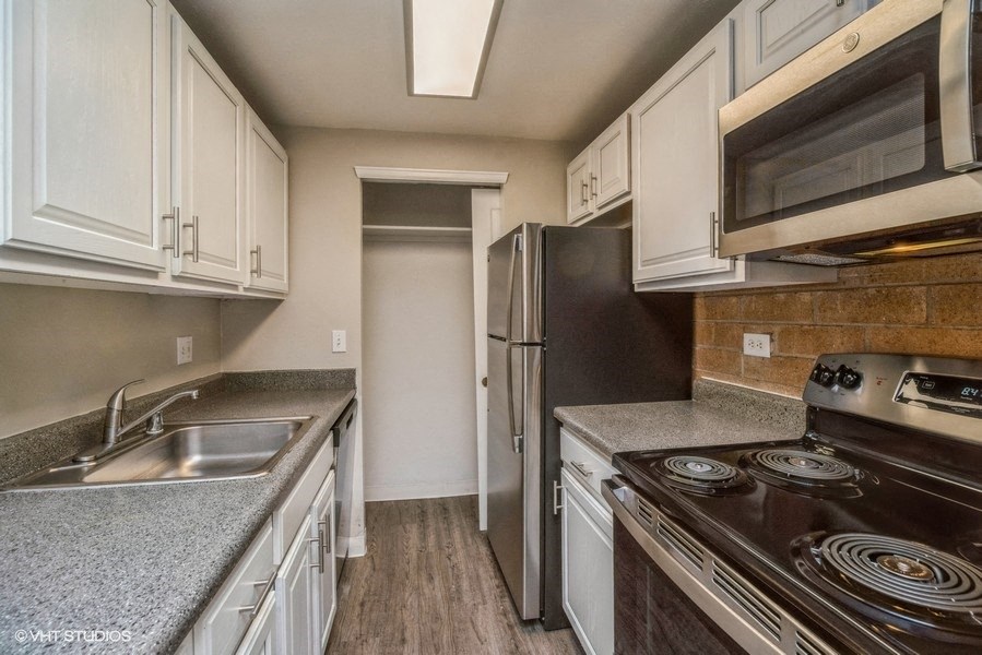 Stainless steel appliances with a built in microwave