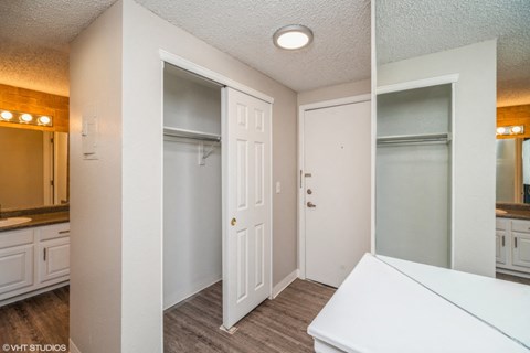 Front door entry closet at The Helix in Denver, CO
