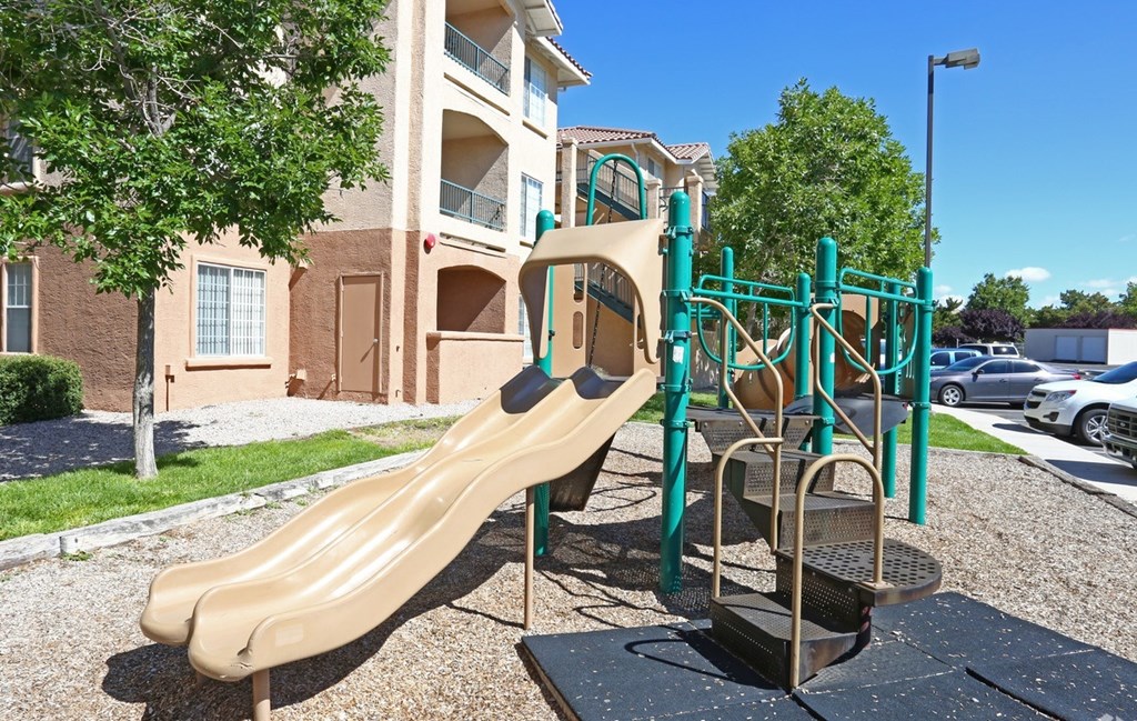 A playground with a slide at Canon de Arrowhead in Albuquerque, New Mexico