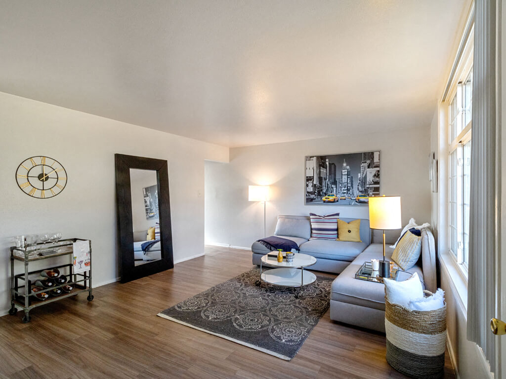 Bright and open living area in our townhomes