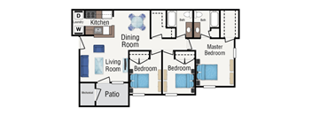 Three bedroom floor plan