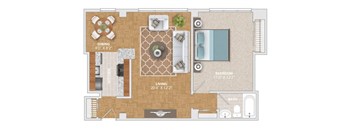 a floor plan of a house with a bedroom and a living room