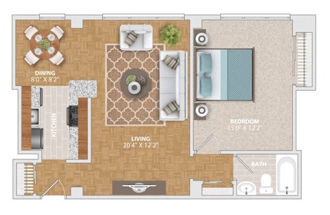 a floor plan of a house with a bedroom and a living room
