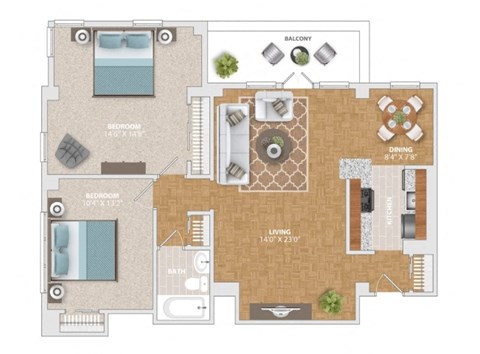 a floor plan of a house with bedrooms and a living room