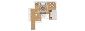 a floor plan of a home with a bedroom and a living room