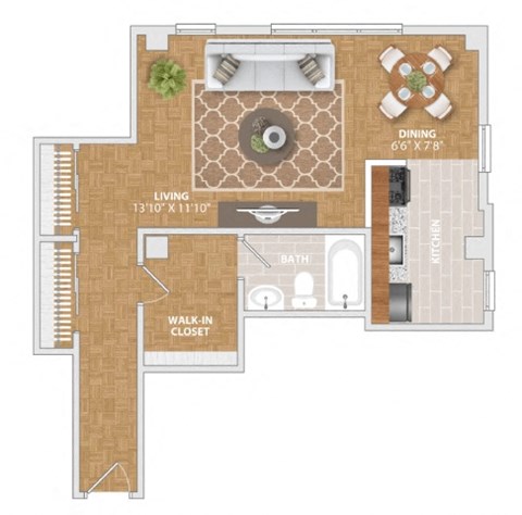 a floor plan of a home with a bedroom and a living room