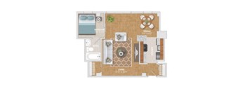 a floor plan of a home with a bedroom and a living room
