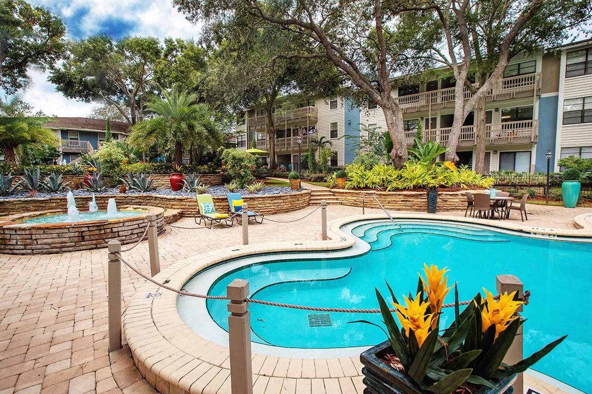 Enjoy views of the beautiful landscaping that surrounds our resort style pool Enjoy views of the beautiful landscaping that surrounds our resort style pool