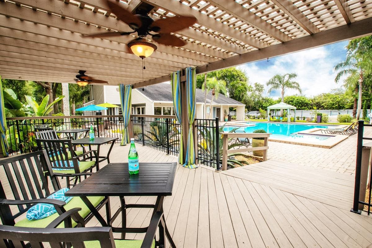 Relax in the shade in our outdoor lounge located next to the pool Relax in the shade in our outdoor lounge located next to the pool