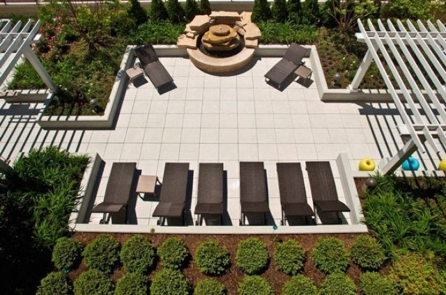 Sun-soaked terrace and lounge chairs