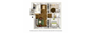 a floor plan with a bedroom and a living room