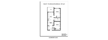 the floor plan two bedroom one bathroom apt
