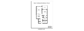 the floor plan of one bedroom one bathroom 417 sq ft