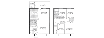 A floor plan of a house with a living room, dining room, kitchen, and multiple bedrooms.