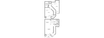 A set of four floor plans for a house with a living room, dining room, kitchen, bathroom, bedrooms, and a walk-in closet.