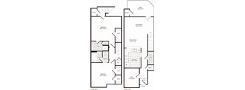 A floor plan of a two-story house with labeled rooms and dimensions.