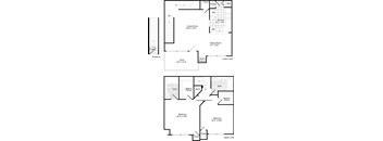 A floor plan of a house with two bedrooms, a living room, a dining room, a kitchen, and an entrance.