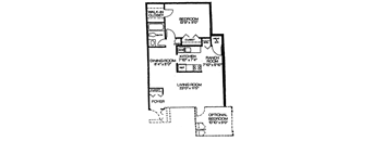 A floor plan of a house with a living room, dining room, kitchen, and an optional bedroom.