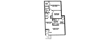 A floor plan of a home with a master bedroom, two bedrooms, a living room, a dining room, a kitchen, and a foyer.
