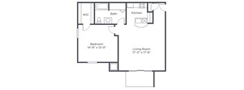 a floor plan of a house with a bedroom and a living room