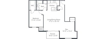 a floor plan of a house with a bedroom and a living room