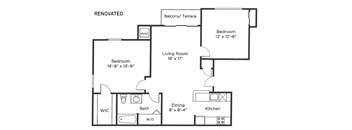 a floor plan of a house with a bedroom and a living room
