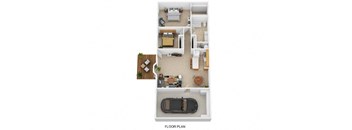 a floor plan of a house with a car in it