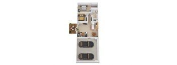 a floor plan of a house with two cars