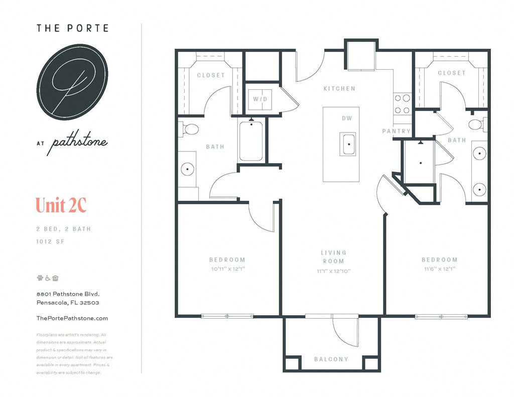 2 Bedroom/2 Bathroom apartment home