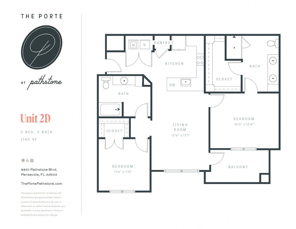 2 Bedroom/2 Bathroom apartment home