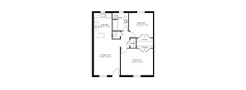 a floor plan of a house with a bedroom and a living room