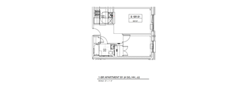 A drawing of apartment B1 shows a floor plan with a kitchen, living room, and bedrooms.