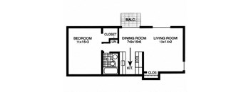 a floor plan of a living room and a dining room