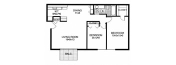 a floor plan of a small house with a bedroom and a living room