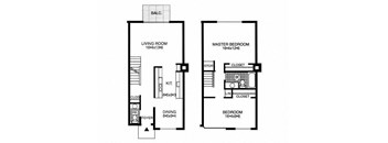plan of a house with two floors and a garage