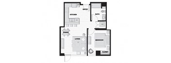 a floor plan of a room with a black and white floor