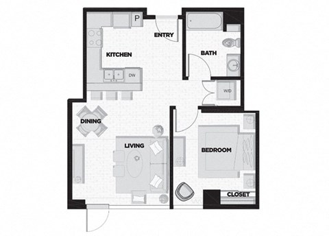 a floor plan of a room with a black and white floor