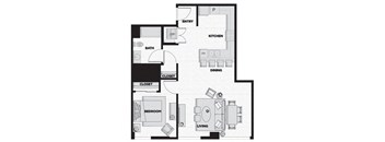 a floor plan of a bedroom apartment
