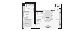 the layout of the apartment with a floor plan isolated on a white background